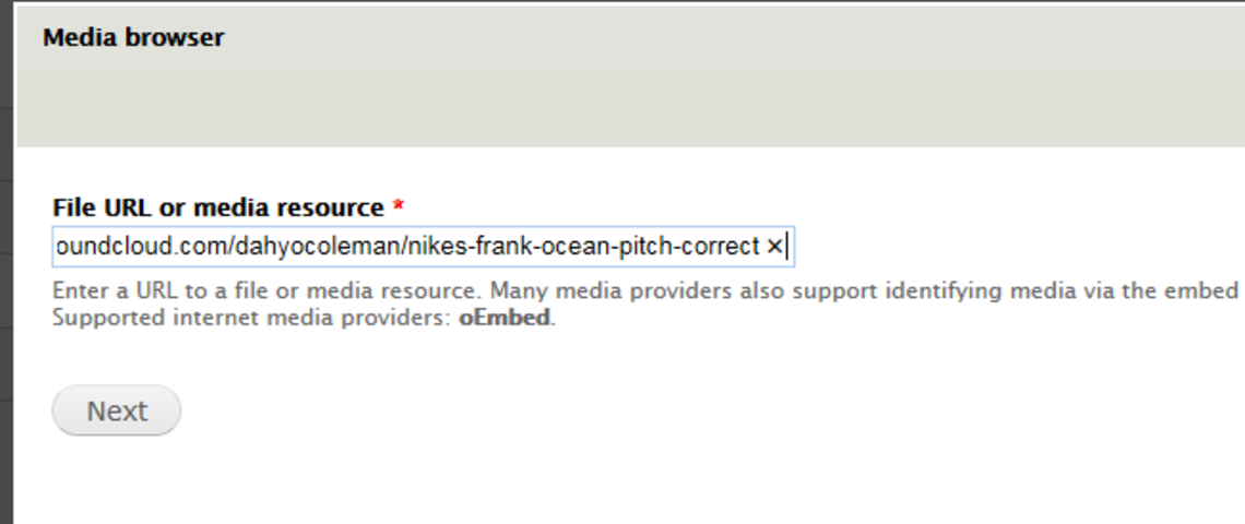 Copy-paste a sound-link. Click 'Next'.